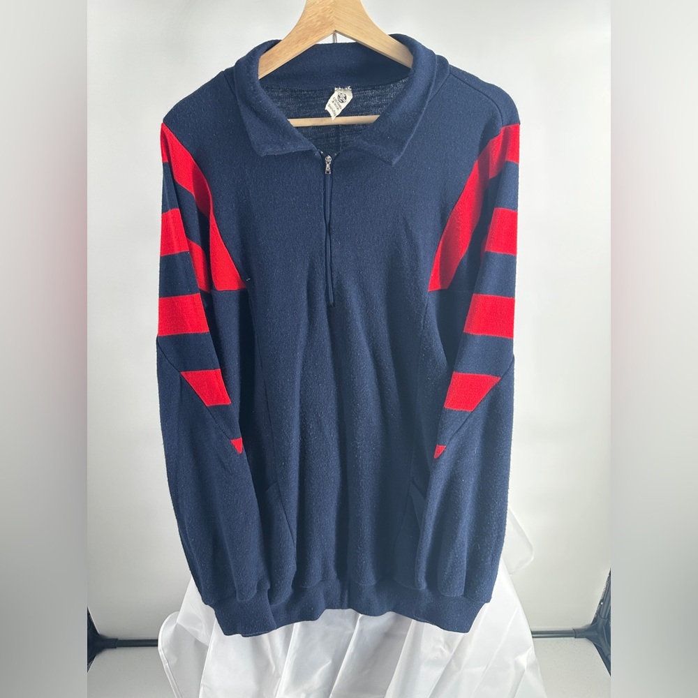 Vintage wool batwing workout quartzip sweater